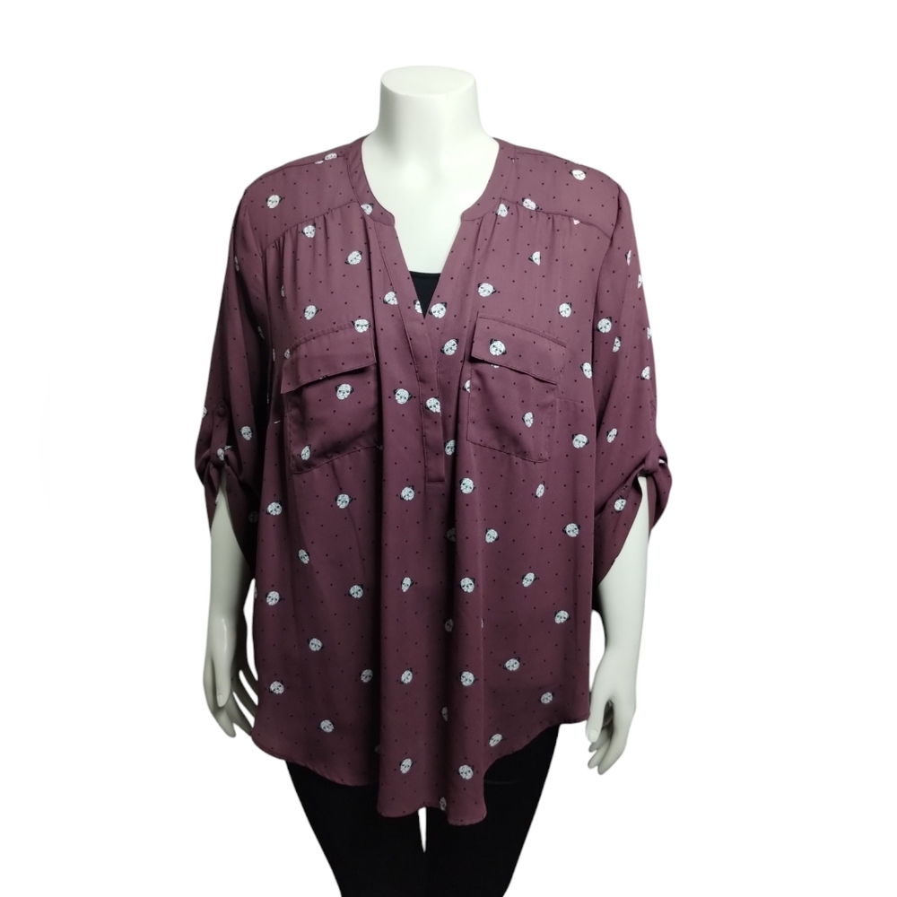 Torrid Womens Size 3X Harper Georgette Loose Tunic Top Flowy Dog Love Relaxed